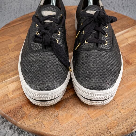 Keds Kate Spade Black Lace Up Platform Sneakers Womens Size 10 - Picture 3 of 8